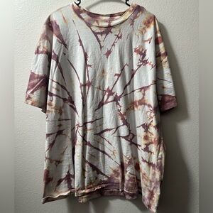 No Boundaries White and Brown Tie-Dye Crew Neck Short Sleeve Oversized T-Shirt